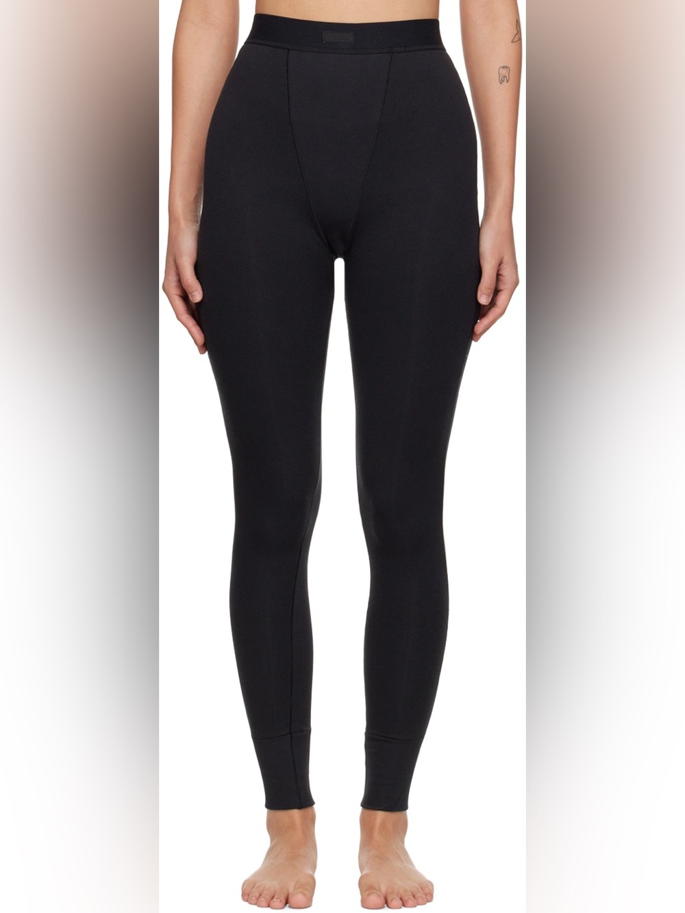 SKIMS Cotton Rib Black Ribbed High-Waist Leggings